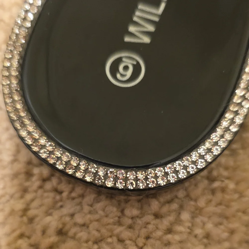 WILD DIVA Lounge Size 6 Black Sandals with Silver Studs & Rinestones - Picture 14 of 15